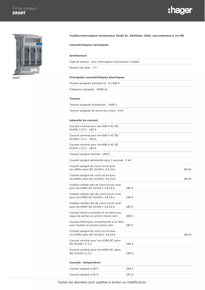 Image de la première page du manuel de l'appareil SR00T