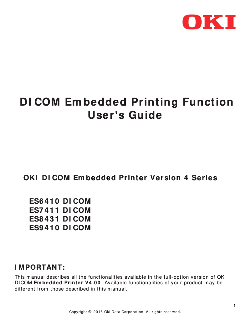 Page 1 de la notice Manuel utilisateur OKI ES8431DMe