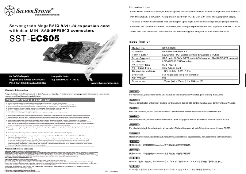 Page n°1 - Manuel utilisateur Silverstone SST-ECS05
