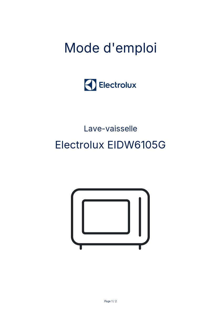 Page n°1 - Mode d'emploi Electrolux EIDW6105G