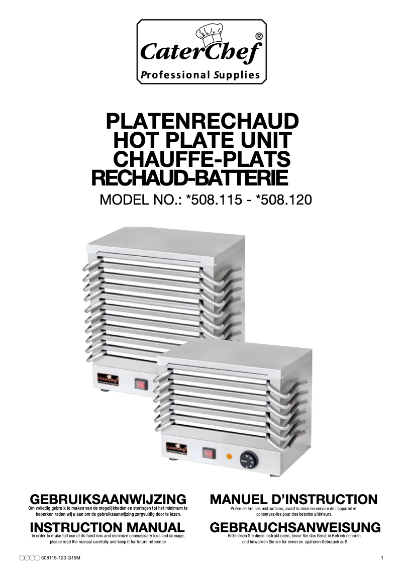 Page n°1 - Manuel utilisateur CaterChef 508115