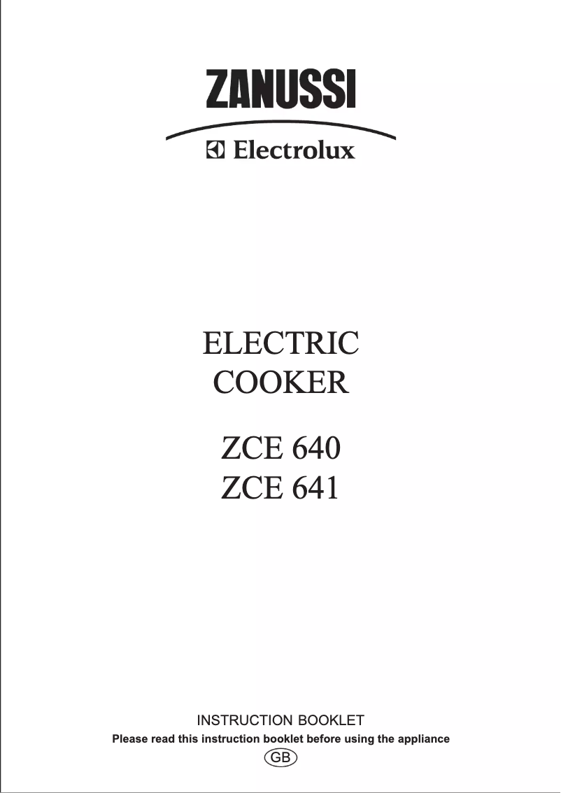 Page n°1 - Manuel utilisateur Zanussi-Electrolux ZCE641X