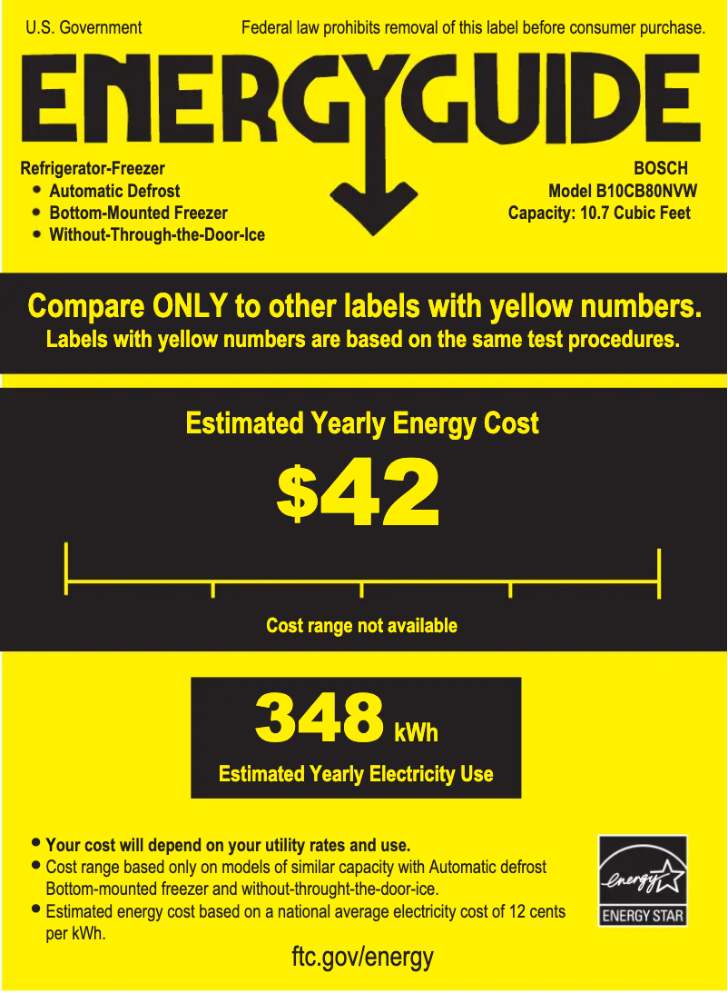 Page 1 de la notice Label énergétique Bosch B10CB80NV