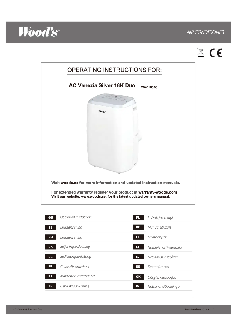 Page n°1 - Manuel utilisateur Wood's Venezia 18K Duo