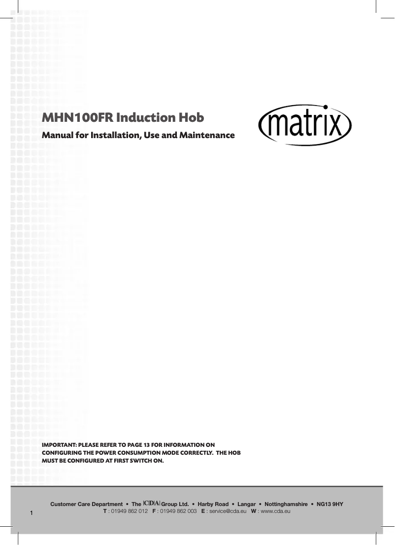 Image de la première page du manuel de l'appareil MHN100FR