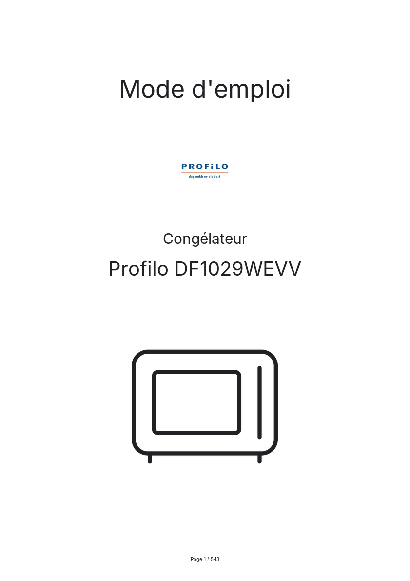 Image de la première page du manuel de l'appareil DF1029WEVV