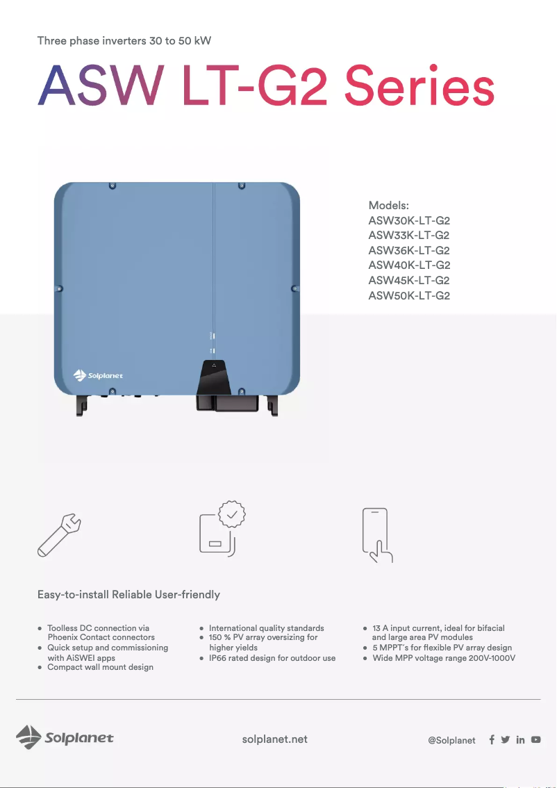 Page 1 de la notice Fiche technique Solplanet ASWx000-S