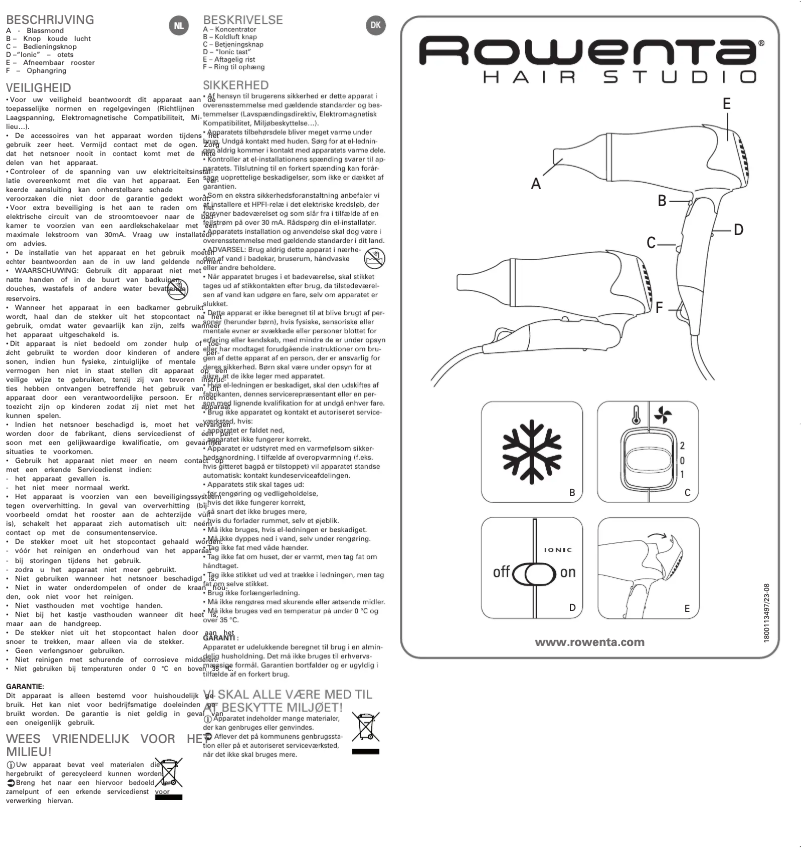 Page 1 de la notice Manuel utilisateur Rowenta CV4412 Hairstudio Elite