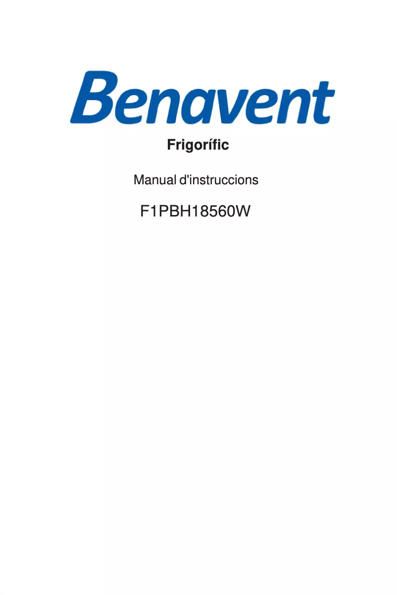 Page 1 de la notice Manuel utilisateur Benavent F1PBH18560W
