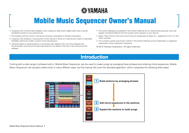 Image de la première page du manuel de l'appareil Mobile Music Sequencer