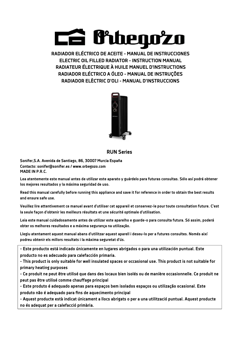 Image de la première page du manuel de l'appareil RUN 1500