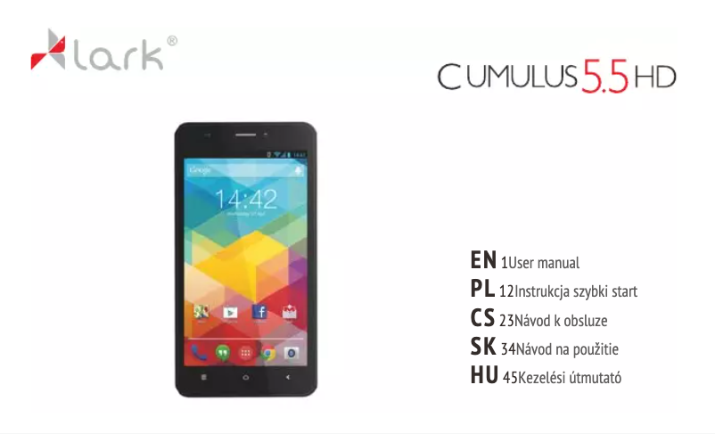 Page 1 de la notice Manuel utilisateur Lark Cumulus 5.5 HD