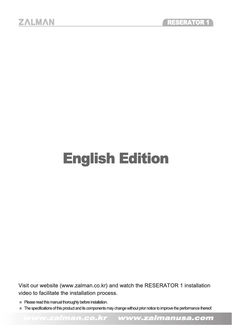 Image de la première page du manuel de l'appareil RESERATOR 1