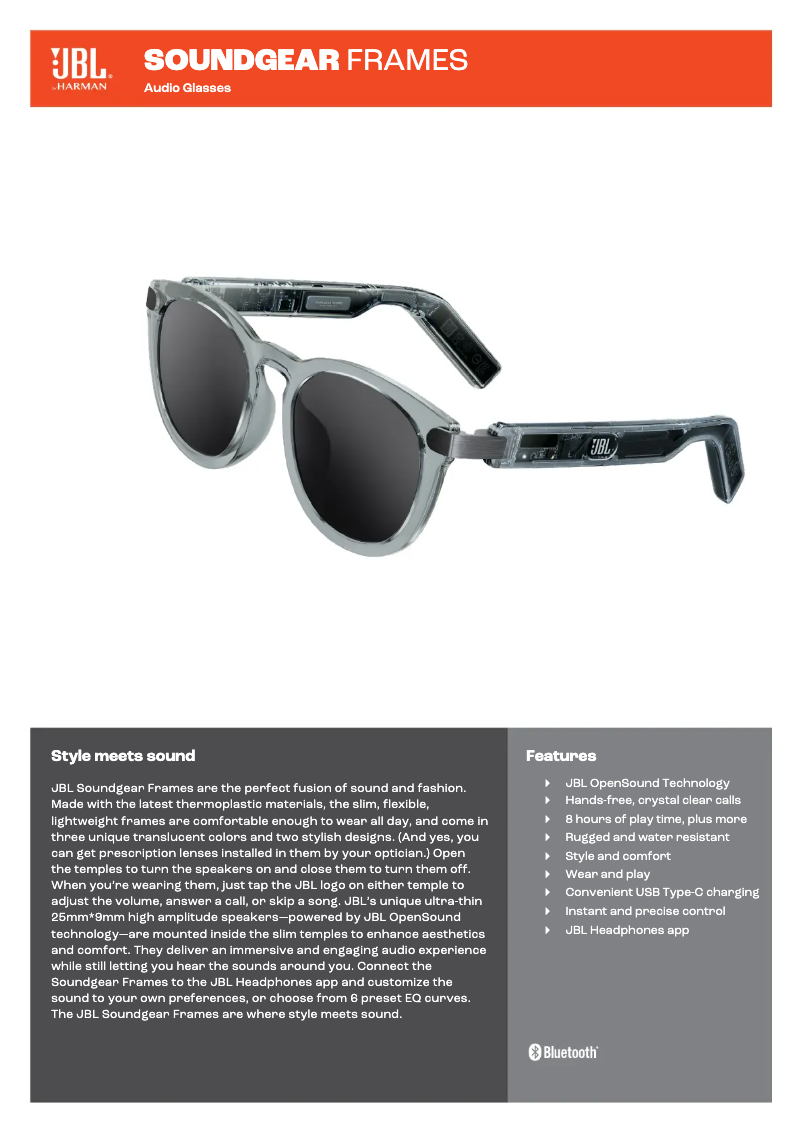 Image de la première page du manuel de l'appareil Soundgear Frames