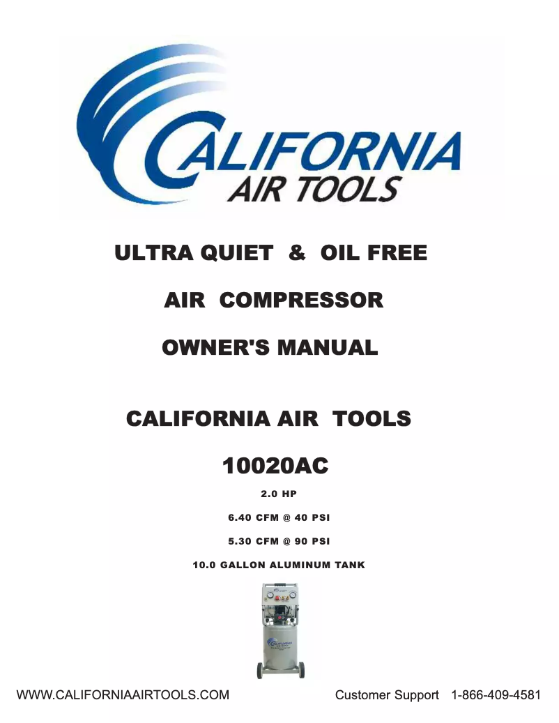 Page n°1 - Manuel utilisateur California Air Tools 10020AC