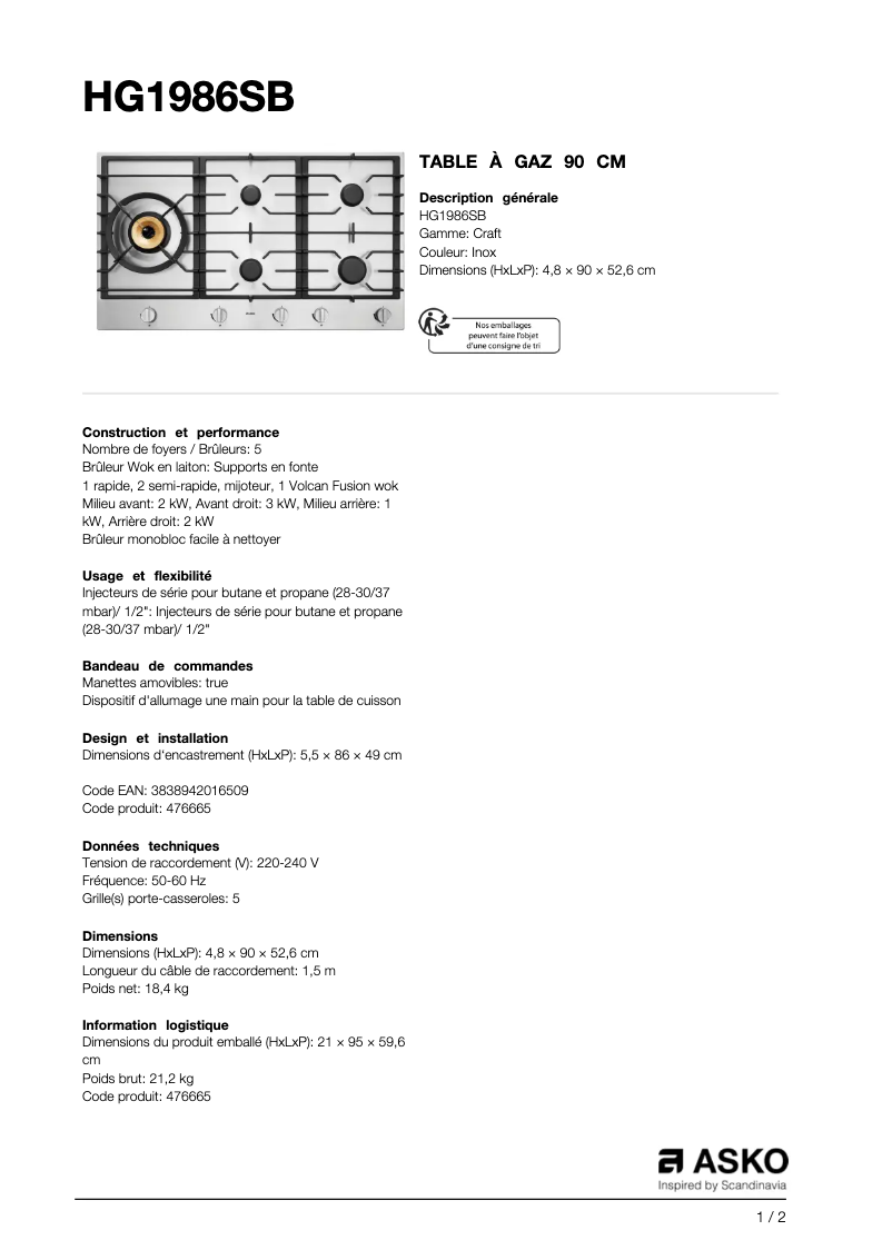 Image de la première page du manuel de l'appareil HG1986SB/S1