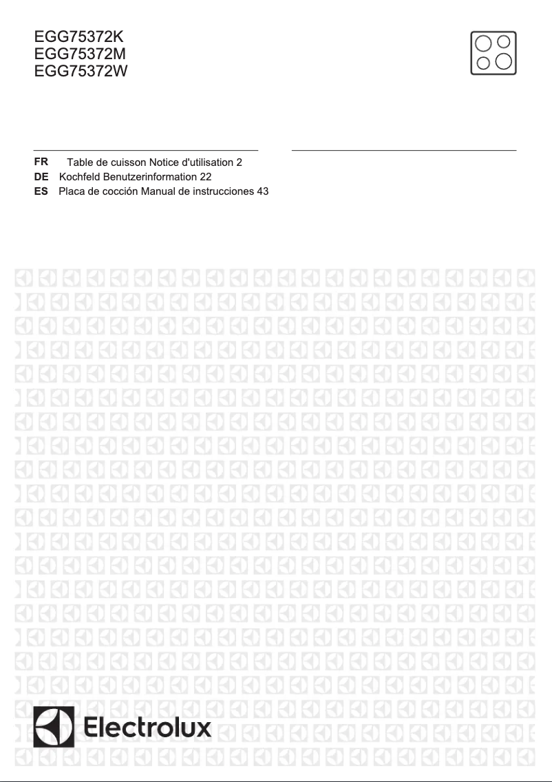 Page 1 de la notice Manuel utilisateur Electrolux EGG75372W