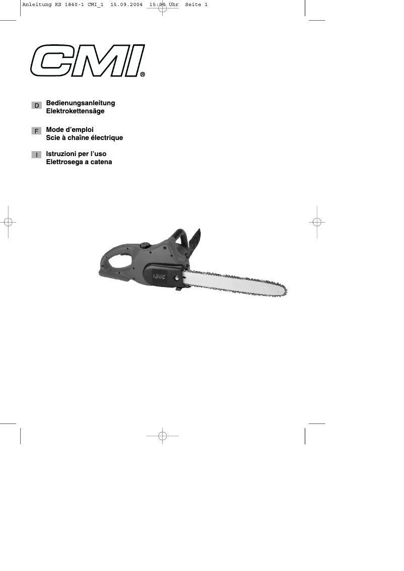 Page n°1 - Manuel utilisateur CMI KS 1840/1