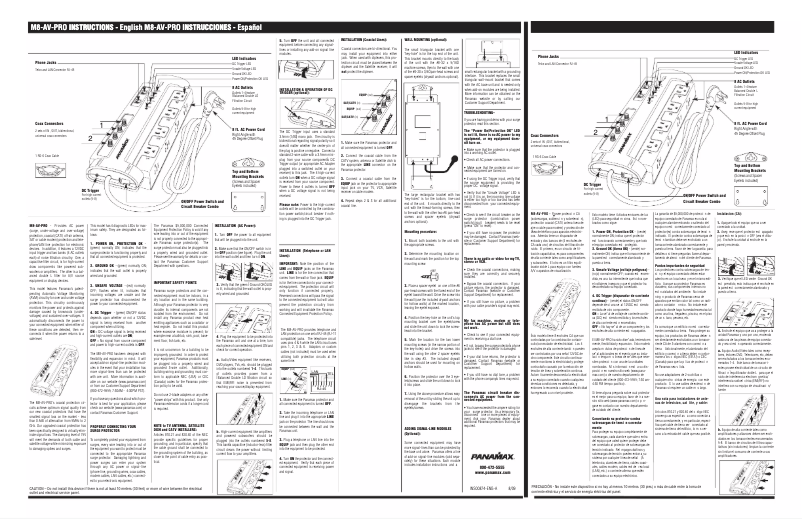 Page 1 de la notice Manuel utilisateur Panamax M8-AV-PRO