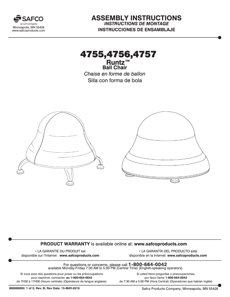 Page 1 de la notice Manuel utilisateur Safco Runtz 4756