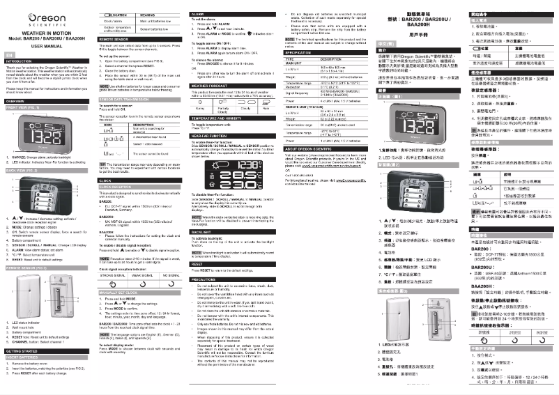 Image de la première page du manuel de l'appareil BAR 200U