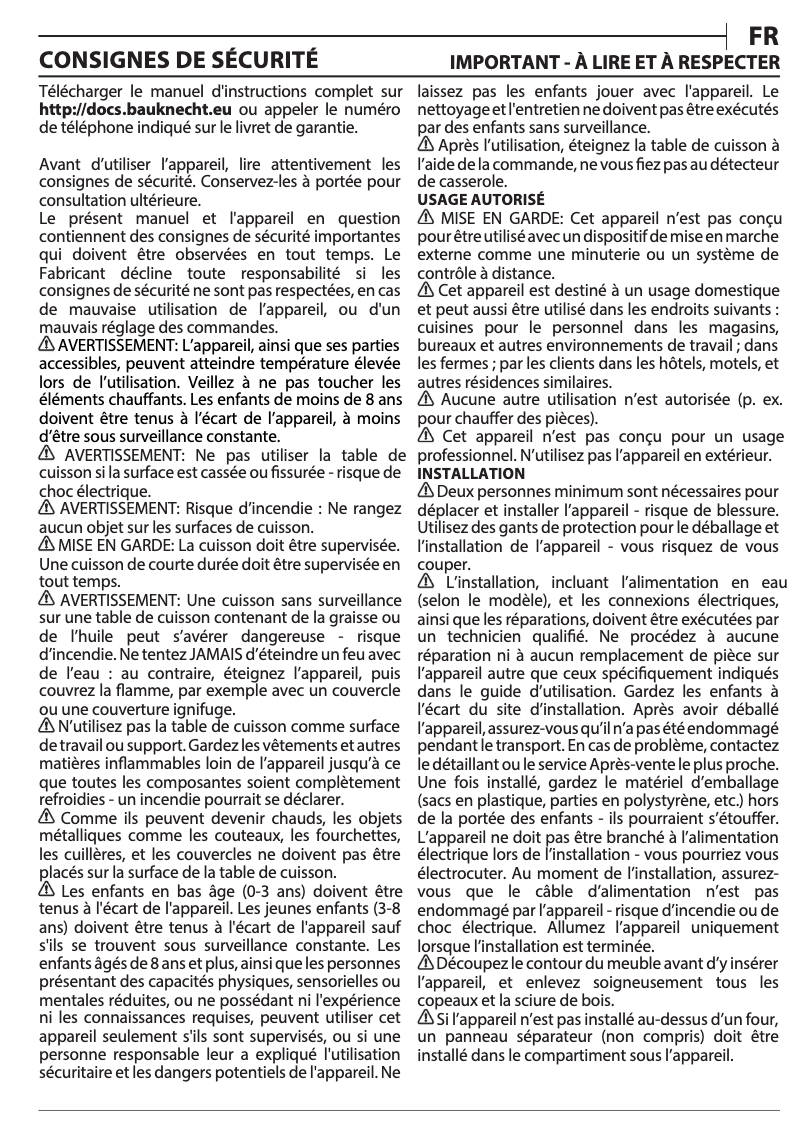 Page 1 de la notice Manuel utilisateur Bauknecht BB 8760C AL