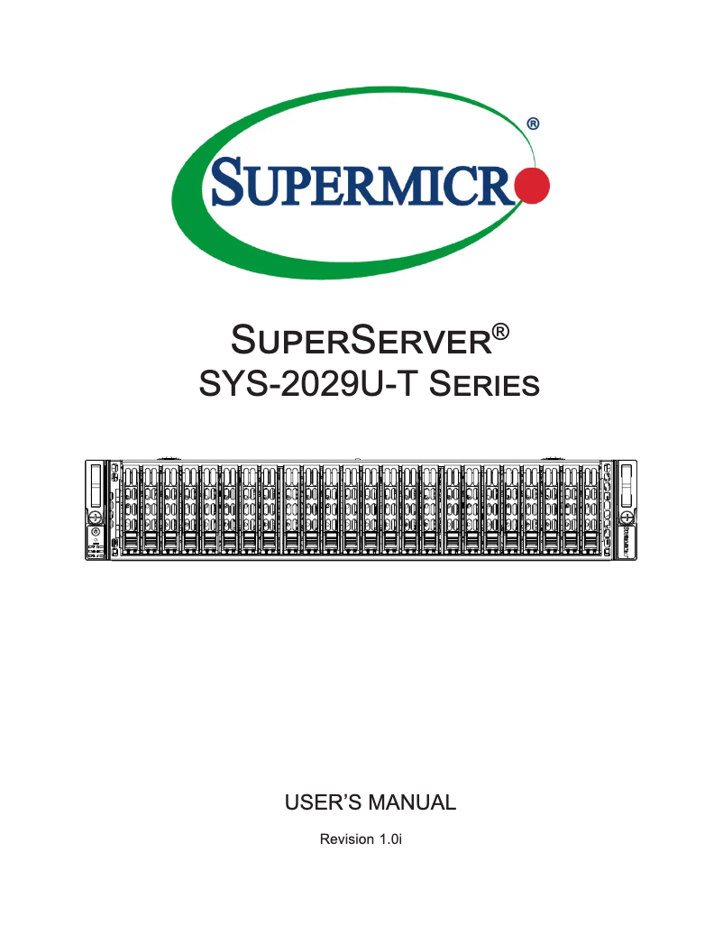Image de la première page du manuel de l'appareil SuperServer 2029U-TRT