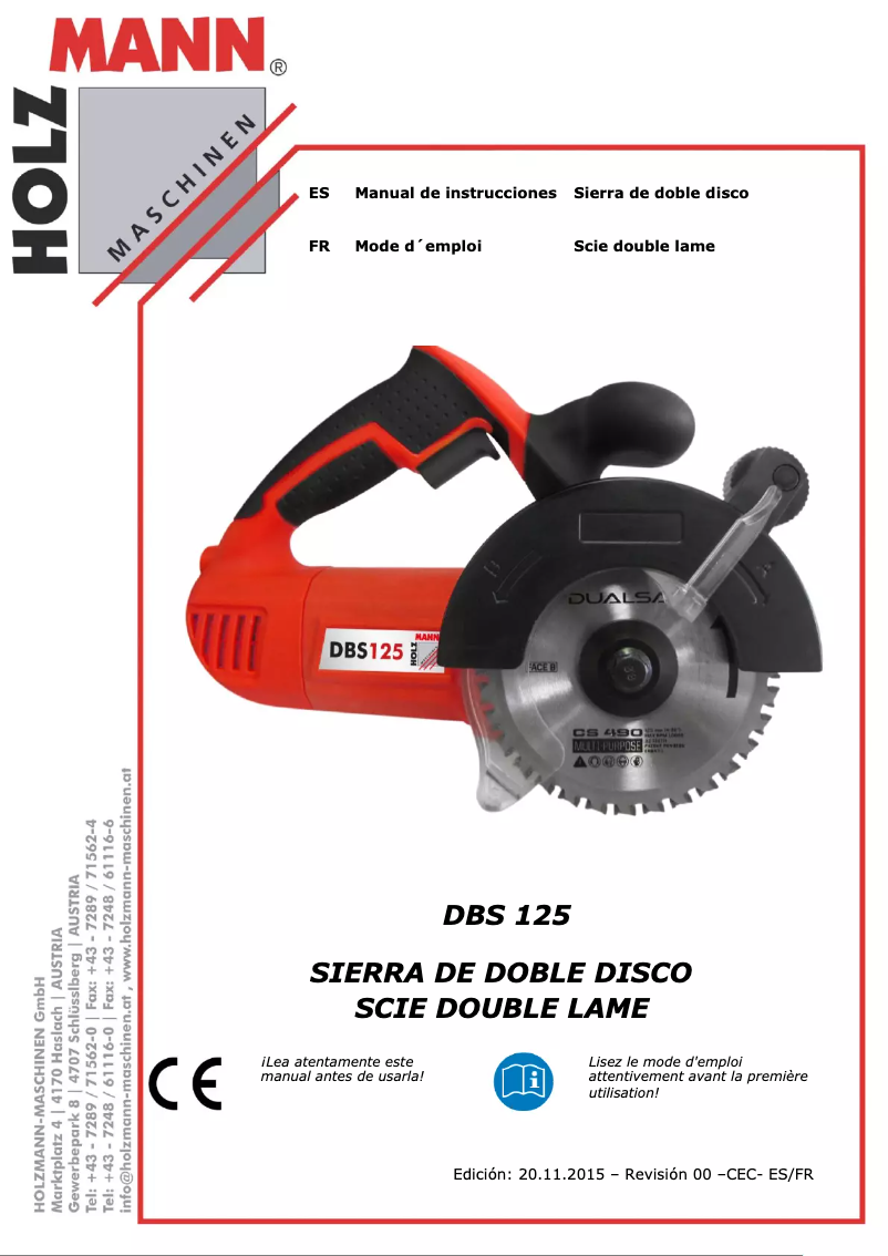 Page n°1 - Manuel utilisateur Holzmann DBS 125