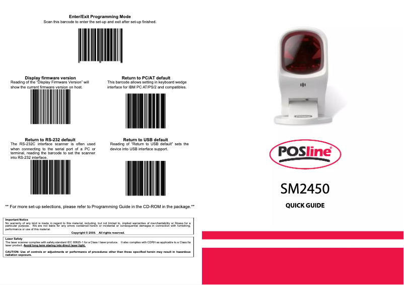 Page n°1 - Manuel utilisateur POSline SM2450