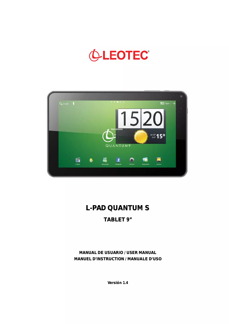 Page 1 de la notice Manuel utilisateur Leotec L-Pad Quantum S LETAB906