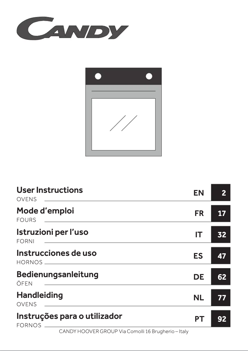 Page n°1 - Manuel utilisateur Candy PCI26PCXCI633C