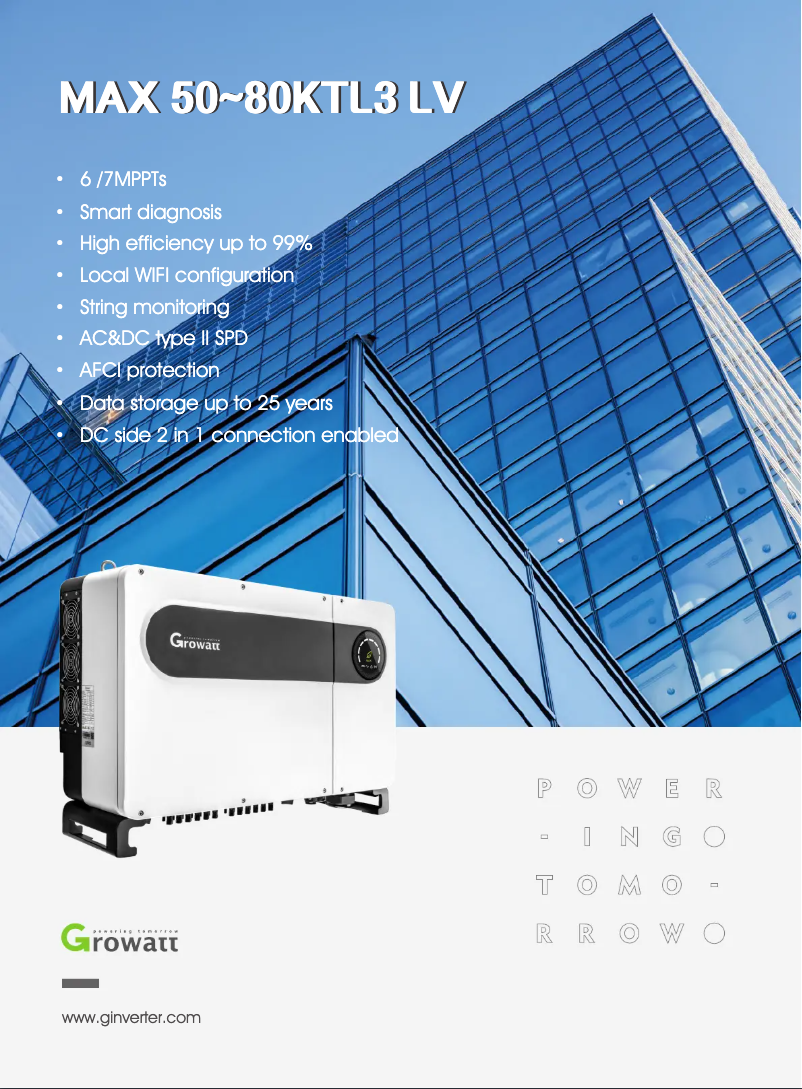 Page 1 de la notice Fiche technique Growatt MAX 80KTL3 LV