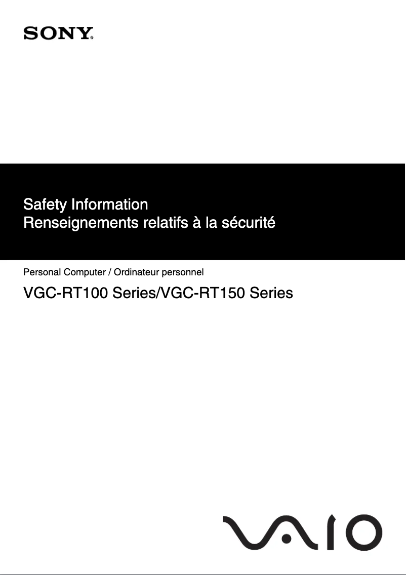 Imagen de la primera página del manual del dispositivo Vaio VGC-RT150Y