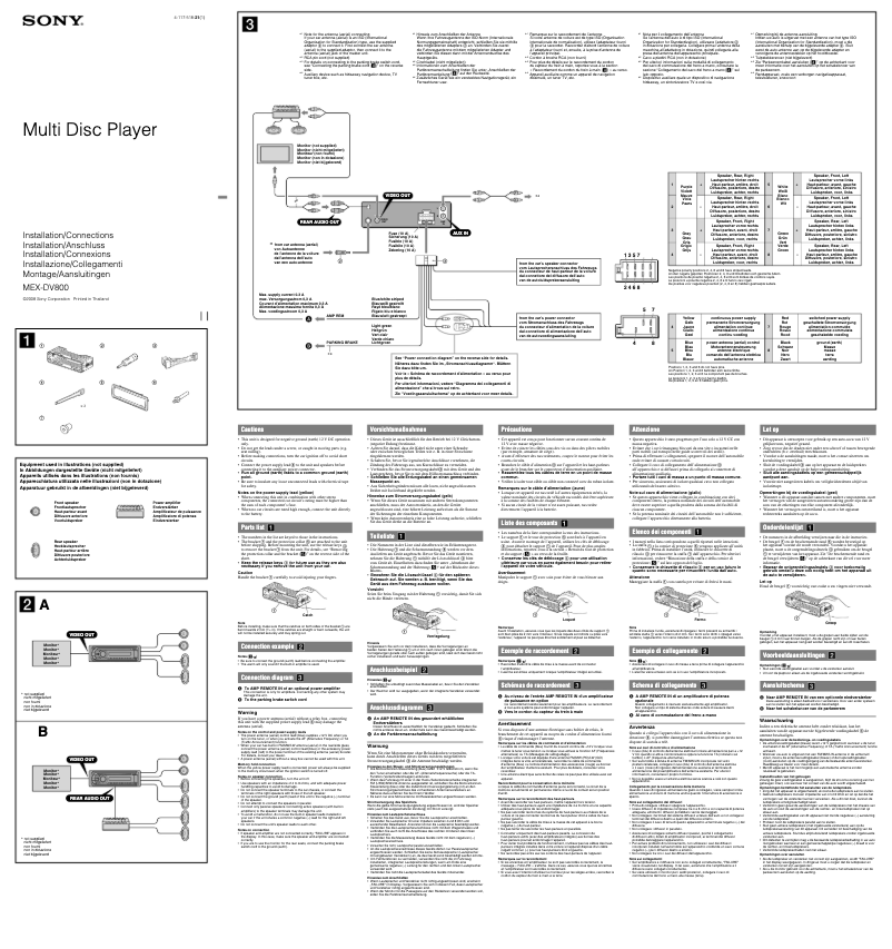 Imagen de la primera página del manual del dispositivo MEX-DV800