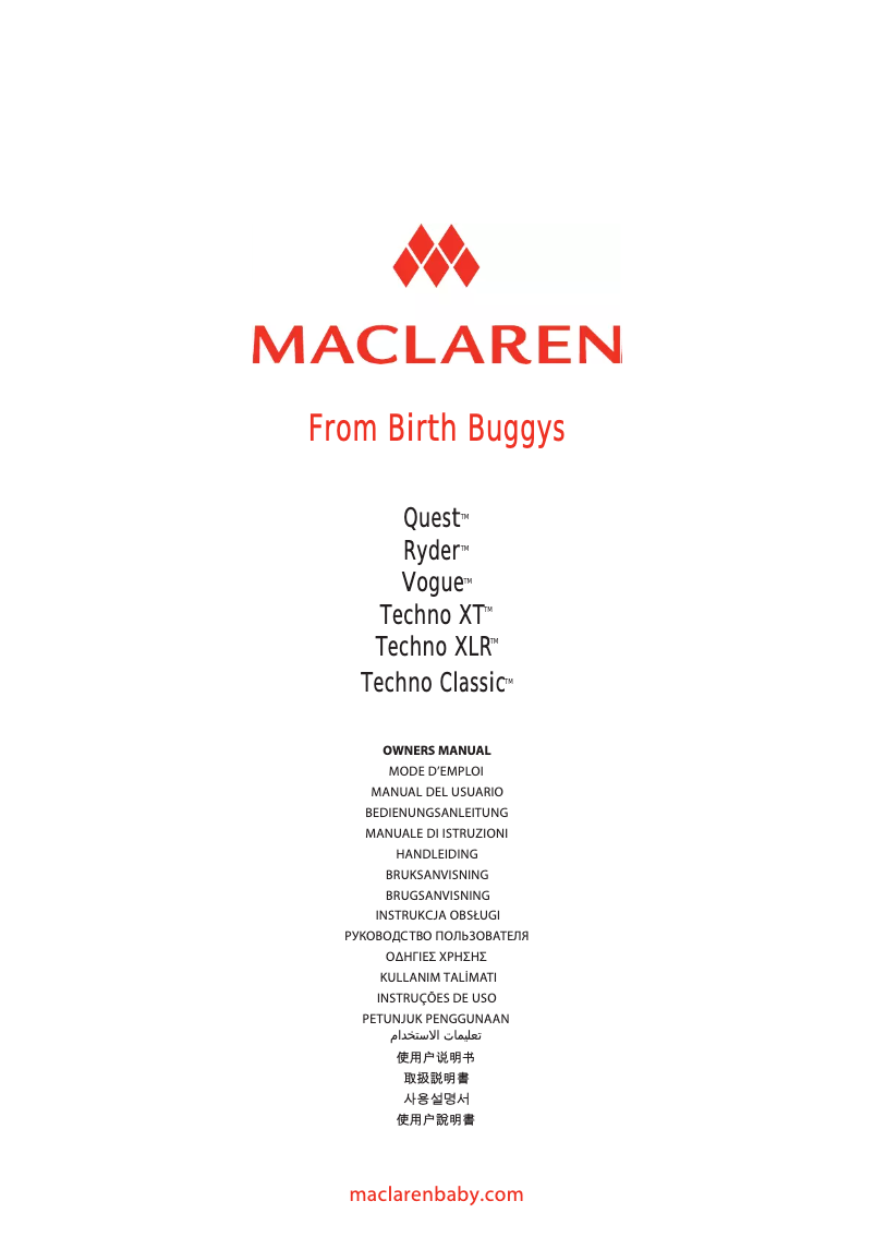 Page 1 de la notice Manuel utilisateur Maclaren Ryder