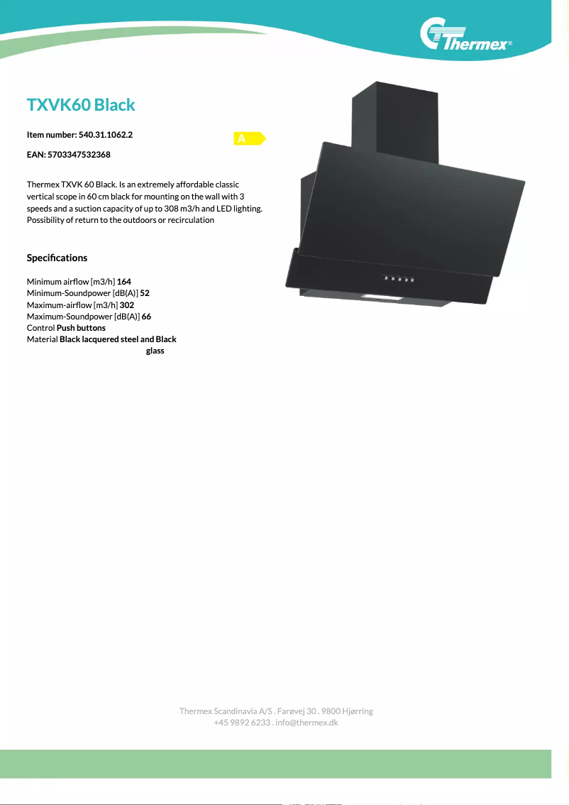 Page n°1 - Fiche technique Thermex TXVK60