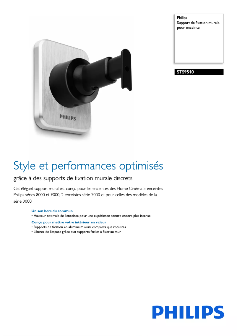 Page 1 de la notice Fiche technique Philips STS9510