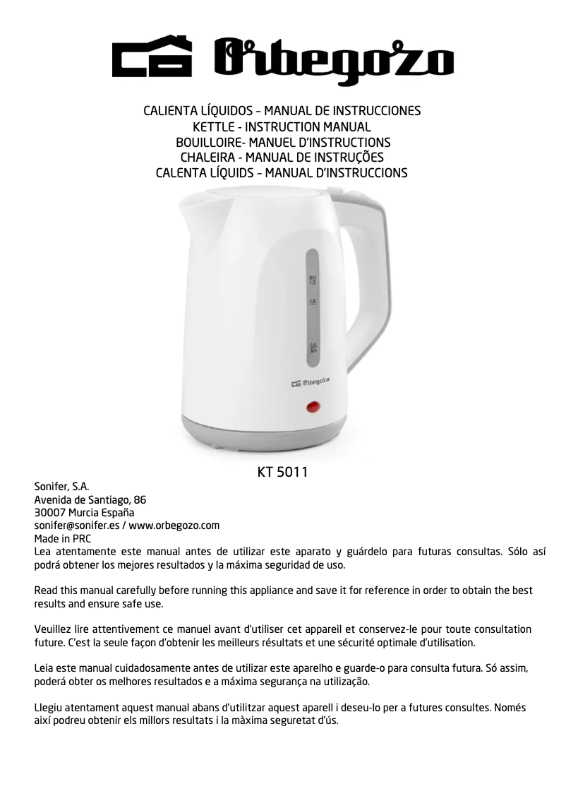 Image de la première page du manuel de l'appareil KT 5011