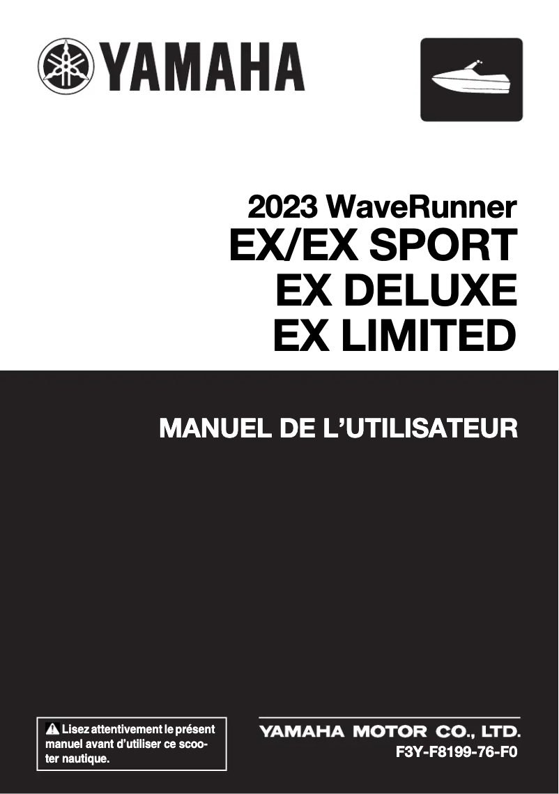 Image de la première page du manuel de l'appareil WaveRunner EX (2023)