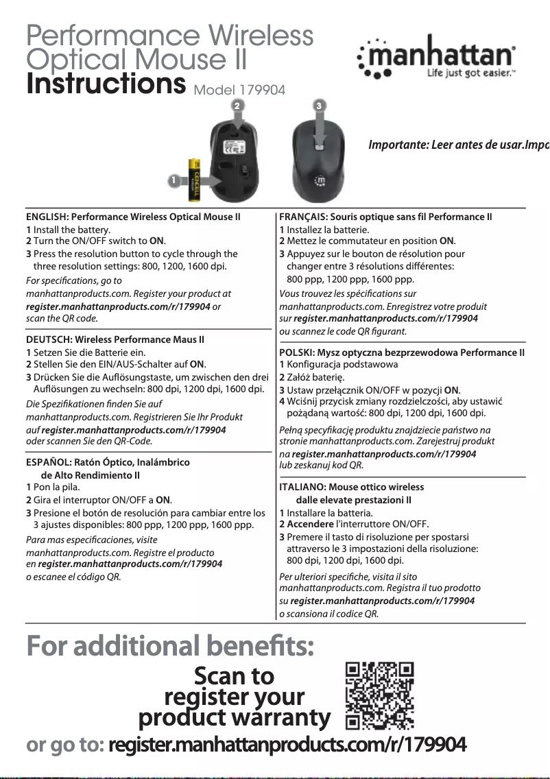 Page 1 de la notice Manuel utilisateur Manhattan 179904