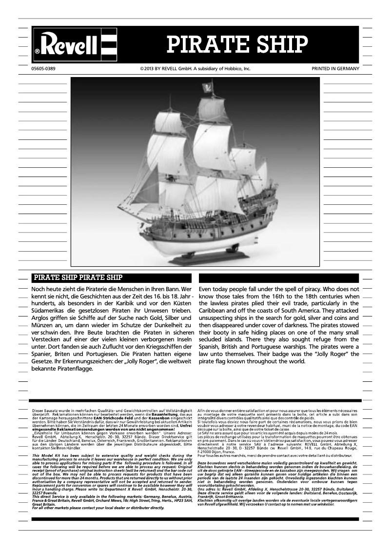 Page n°1 - Manuel utilisateur Revell Pirate Ship