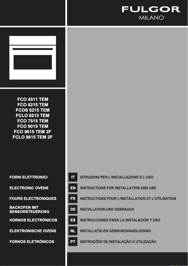 Page n°1 - Guide d'installation Fulgor Milano FCO 6215 TEM