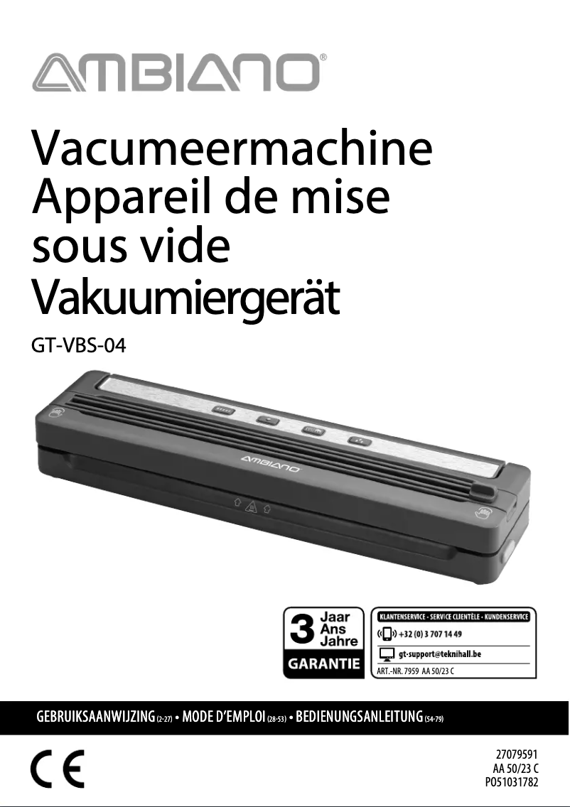 Page 1 de la notice Manuel utilisateur Ambiano GT-VBS-04