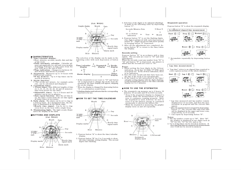 Page 1 de la notice Manuel utilisateur Lorus W240