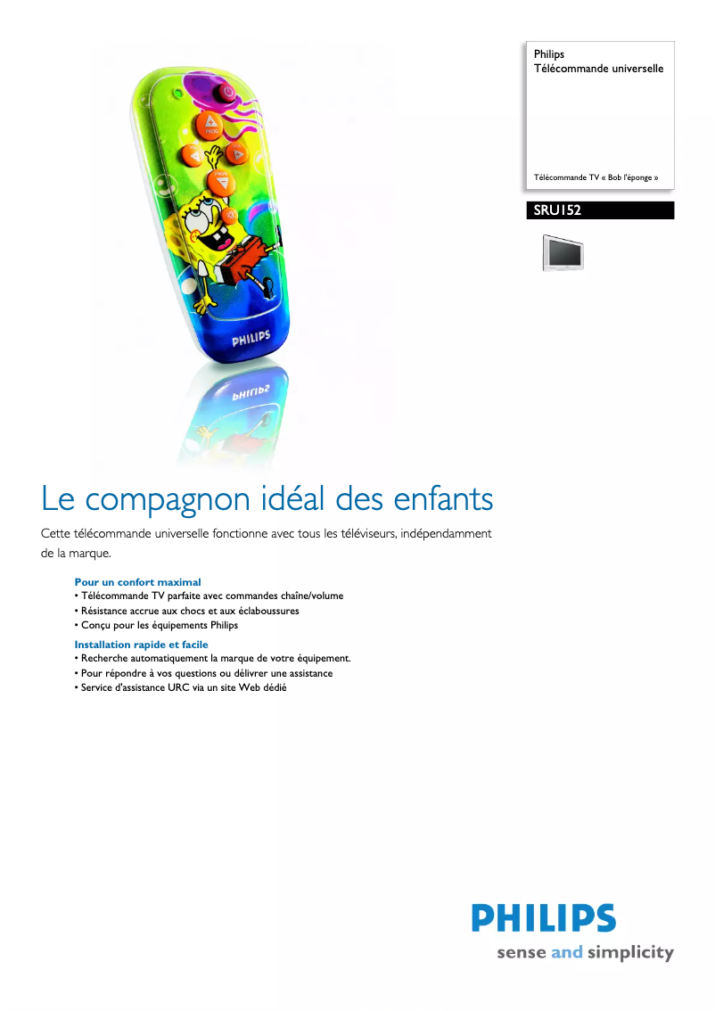 Página 1 del manual Ficha técnica Philips SRU152