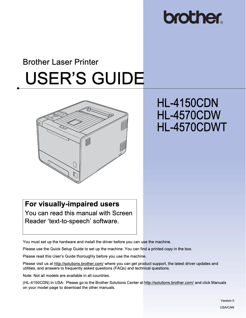 Page n°1 - Manuel utilisateur Brother HL:-4150CDWT