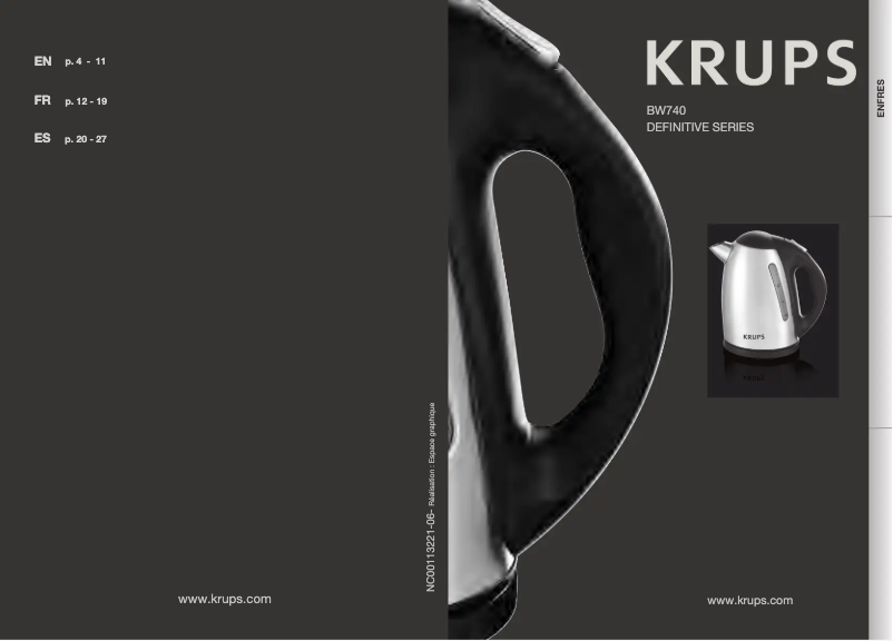 Page n°1 - Manuel utilisateur Krups Definitive BW740D