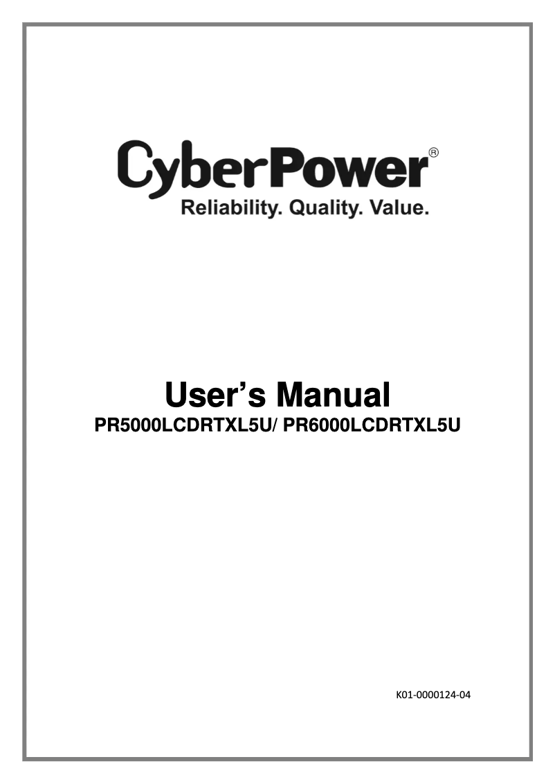 Page n°1 - Manuel utilisateur CyberPower PR5000LCDRTXL5UTAA