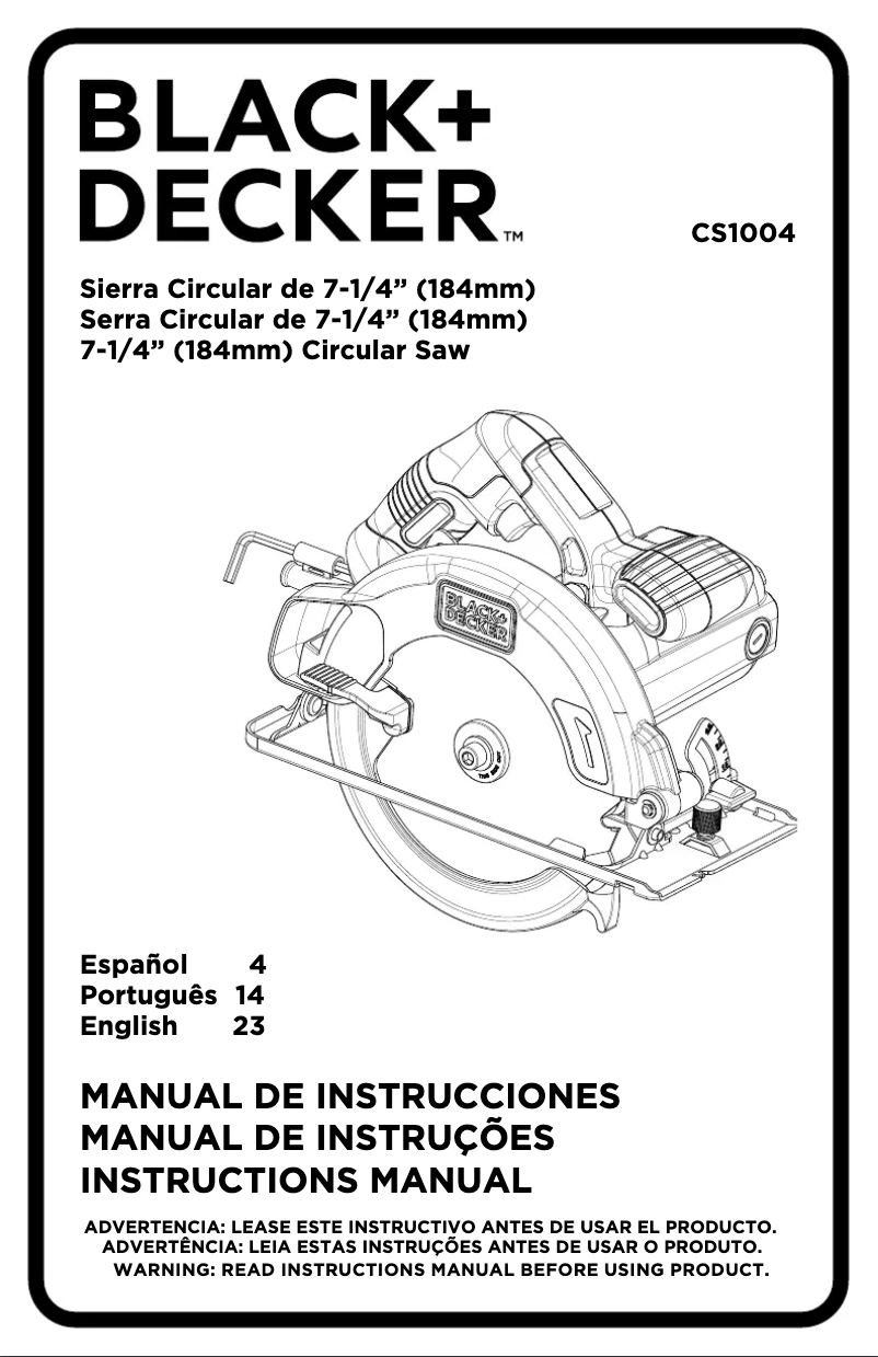 Page n°1 - Manuel utilisateur Black & Decker CS1004