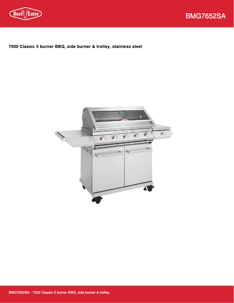 Page 1 de la notice Fiche technique BeefEater BMG7652SA